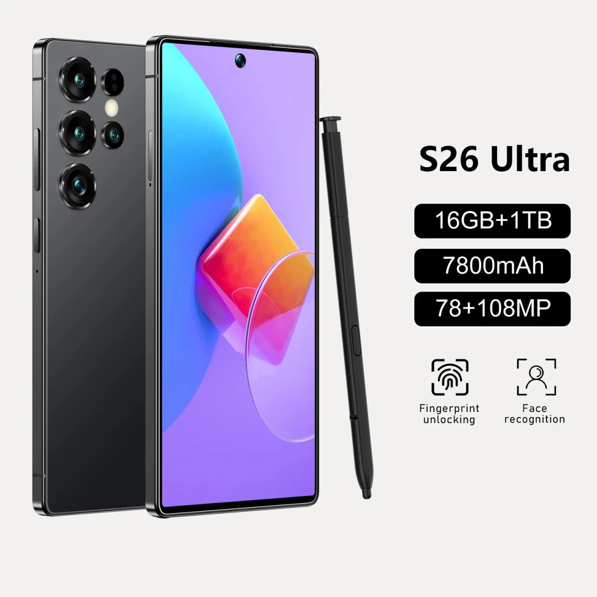 Best Selling Cellphones S26 16+1TB 48+108MP Global 5G Smartphone 7.3Inch Screen Cellphones for S26 ultra Smart Phone Black Best Selling Cellphones S26 16+1TB 48+108MP Global 5G Smartphone 7.3Inch Screen Cellphones for S26 ultra Smart Phone - shop_name