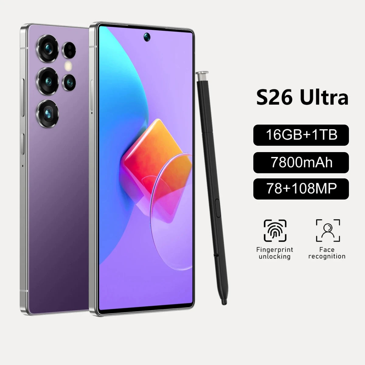 Best Selling Cellphones S26 16+1TB 48+108MP Global 5G Smartphone 7.3Inch Screen Cellphones for S26 ultra Smart Phone Purple Best Selling Cellphones S26 16+1TB 48+108MP Global 5G Smartphone 7.3Inch Screen Cellphones for S26 ultra Smart Phone - shop_name