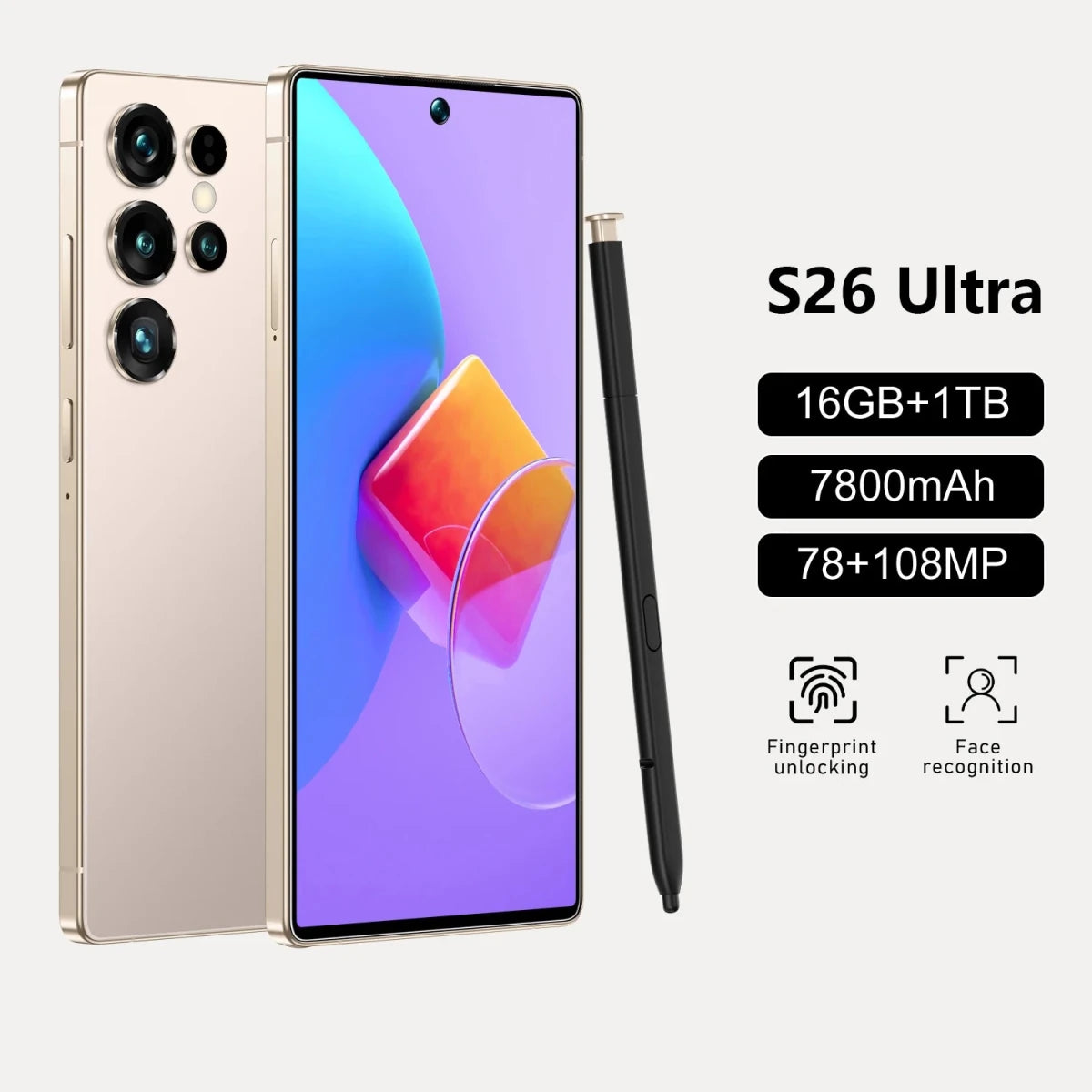 Best Selling Cellphones S26 16+1TB 48+108MP Global 5G Smartphone 7.3Inch Screen Cellphones for S26 ultra Smart Phone Gold Best Selling Cellphones S26 16+1TB 48+108MP Global 5G Smartphone 7.3Inch Screen Cellphones for S26 ultra Smart Phone - shop_name