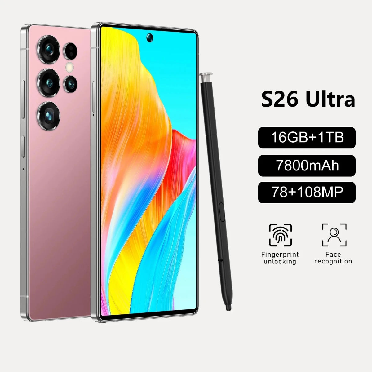Best Selling Cellphones S26 16+1TB 48+108MP Global 5G Smartphone 7.3Inch Screen Cellphones for S26 ultra Smart Phone Pink Best Selling Cellphones S26 16+1TB 48+108MP Global 5G Smartphone 7.3Inch Screen Cellphones for S26 ultra Smart Phone - shop_name
