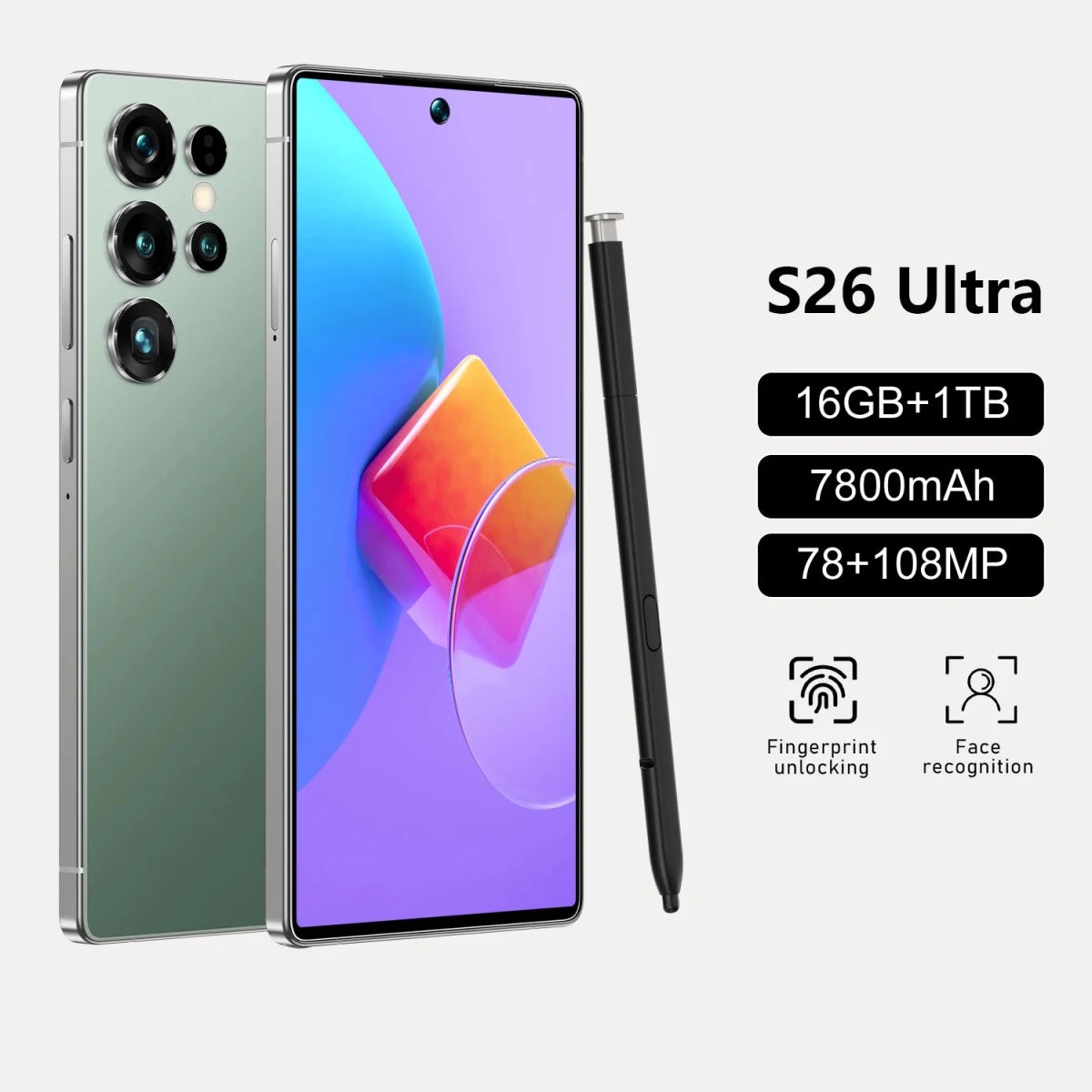 Best Selling Cellphones S26 16+1TB 48+108MP Global 5G Smartphone 7.3Inch Screen Cellphones for S26 ultra Smart Phone dark green Best Selling Cellphones S26 16+1TB 48+108MP Global 5G Smartphone 7.3Inch Screen Cellphones for S26 ultra Smart Phone - shop_name