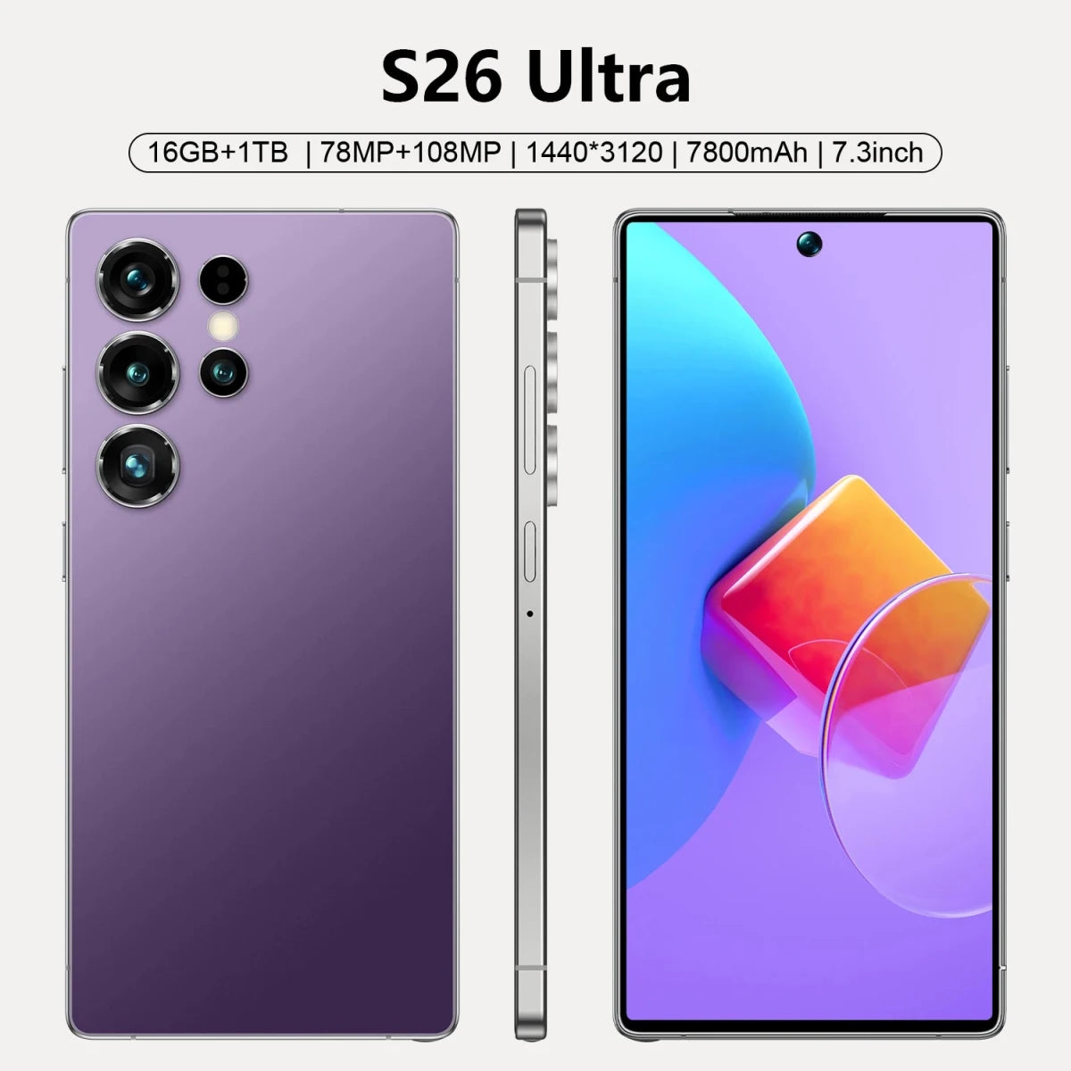 Best Selling Cellphones S26 16+1TB 48+108MP Global 5G Smartphone 7.3Inch Screen Cellphones for S26 ultra Smart Phone Black Best Selling Cellphones S26 16+1TB 48+108MP Global 5G Smartphone 7.3Inch Screen Cellphones for S26 ultra Smart Phone - shop_name