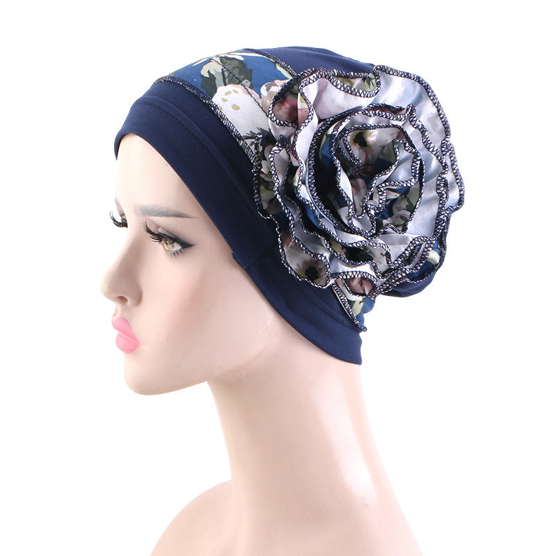 With Side Floral Design Headscarf-style Hat Chemo Postpartum Hair-protecting Cap