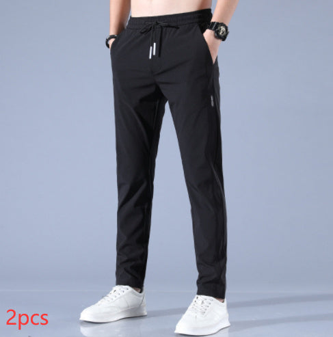 Summer Ice Silk Men's Stretch Breathable Straight Sports Trousers null