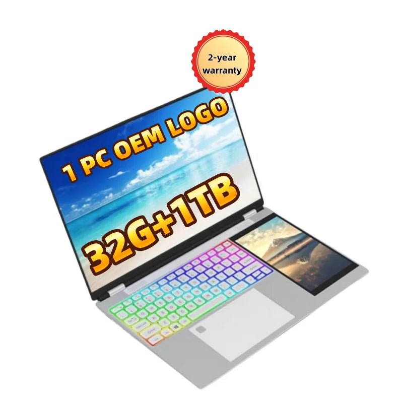 Brand New Custom Logo 15.6 Inch Intel N150 RGB Business Student 16GB 32GB DDR4 Double Monitor 512GB Touch Dual Screen Laptop Silver Brand New Custom Logo 15.6 Inch Intel N150 RGB Business Student 16GB 32GB DDR4 Double Monitor 512GB Touch Dual Screen Laptop - shop_name