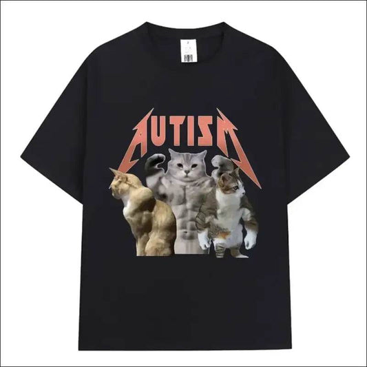 Buff Cats Autism Memory T-shirt Fitness Gym Fashion Hip Hop Short Sleeve T Women’s Summer Comfortable T-shirt