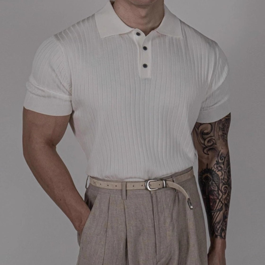 Business Young Summer Lapels Slim Fit Sweater White Business Young Summer Lapels Slim Fit Sweater - shop_name