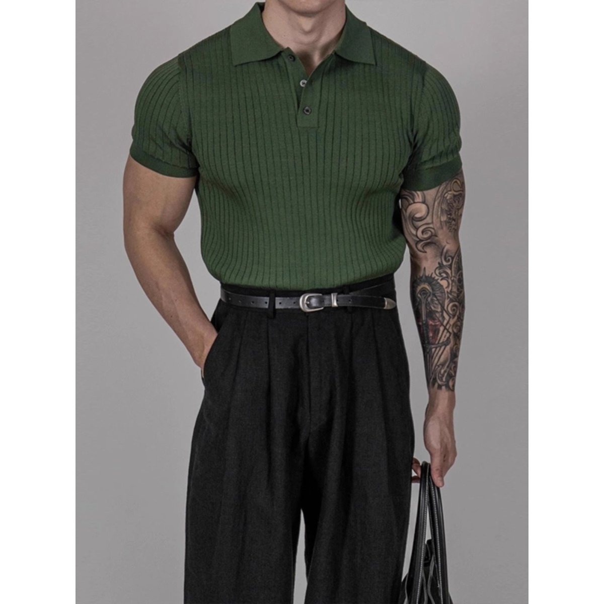 Business Young Summer Lapels Slim Fit Sweater Green Business Young Summer Lapels Slim Fit Sweater - shop_name