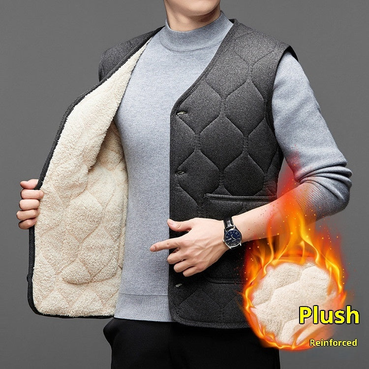 Middle-aged Men's Fleece-lined Thick Cotton Vest