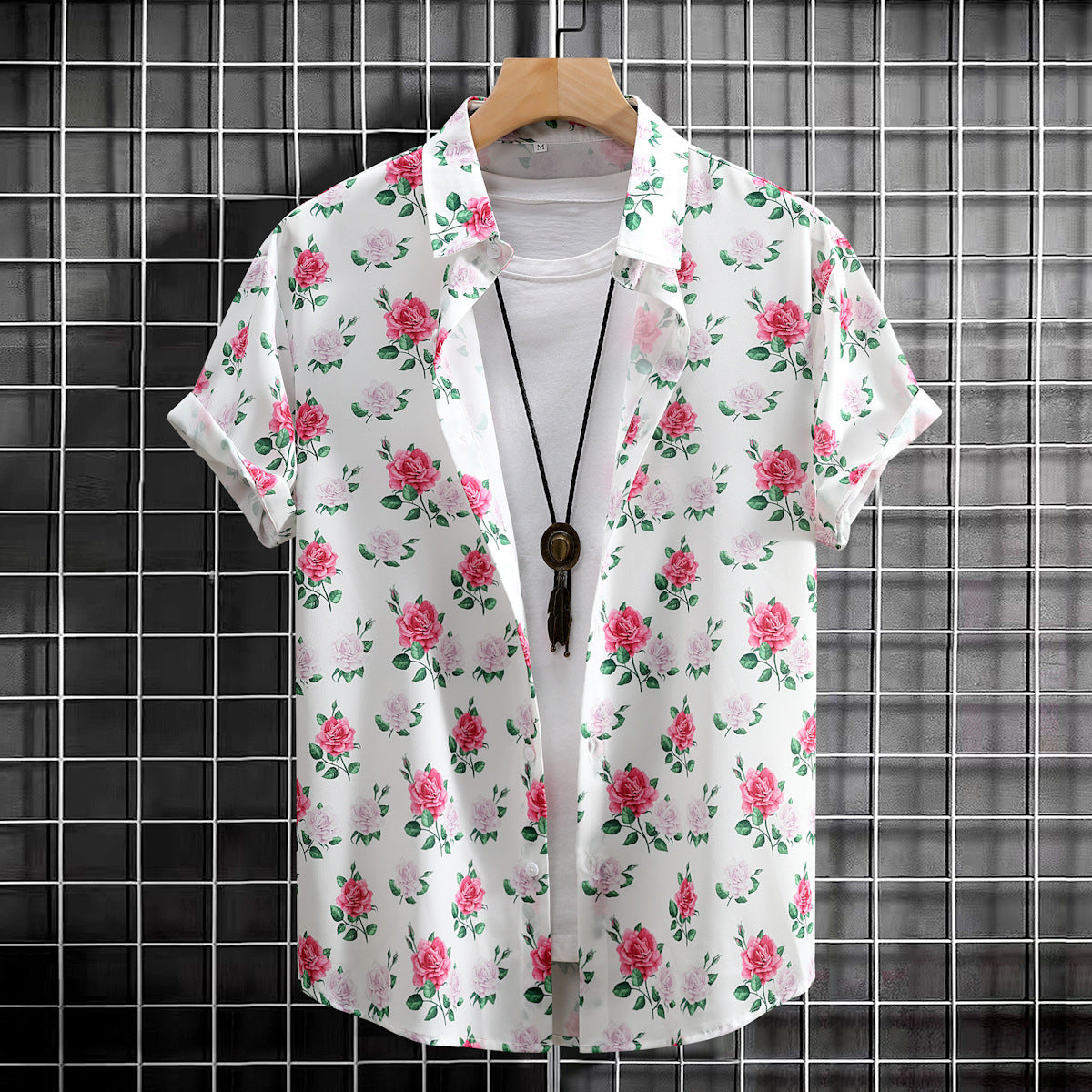 Mens Digital-Print Short-Sleeve Shirt