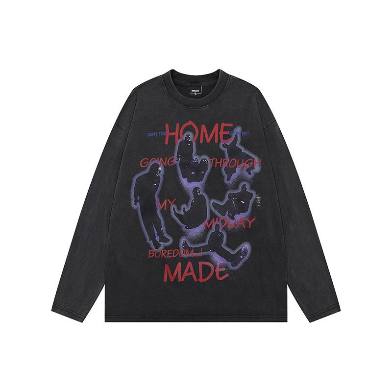 Men's American-style Printed Long-sleeved T-shirt