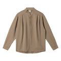 Mens Casual Loose-fitting Long-sleeve Shirt With A Stand-up Collar