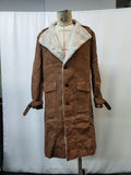 Men's Retro Brown Suede Long Coat Jacket