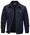 Men's Cotton-padded Clothes Long Sleeve Polo Collar Solid Color Warm Loose Casual
