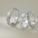 S925 Sterling Silver Men And Women Couple Rings Personality Fashion Round Zirconium Gang Drill Slim Ring Simple All-match