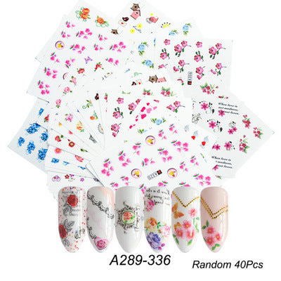 Nail Hot Watermark Stickers Suit Butterfly Fruit Lace Colorful Flowers Gold And Silver Gilding
