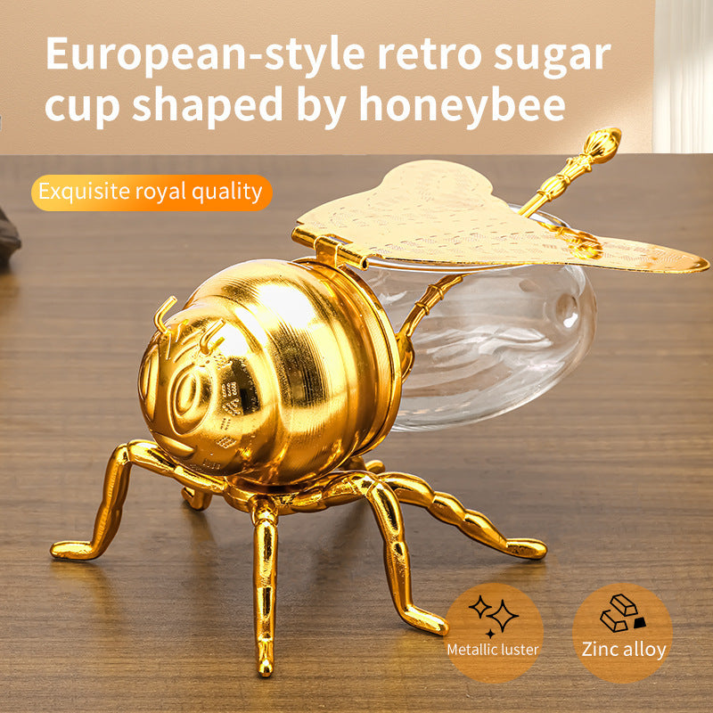 Bee Shaped Honey Jar With Spoon Versatile Novelty Container Condiment Pot For Condiments Oil Kitchen Festive Parties Kitchen Gadgets null