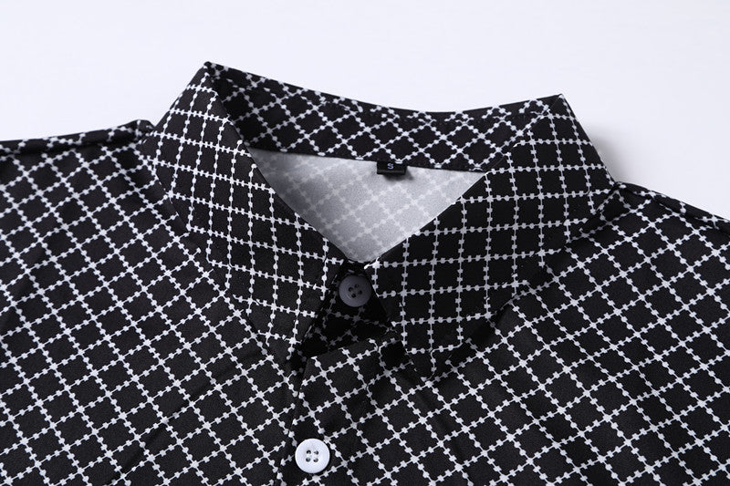 A Classic And Fashionable Diamond-shaped Small Checkered Shirt For Men