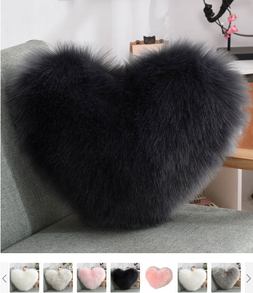 Throw Pillows Heart Shape Long Plush Fluffy Shaggy Cushion Cover Sofa Cushions Decorative Pillow Covers Pillowcase White null