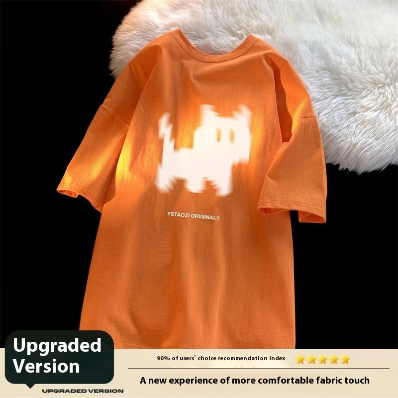 Cat Print Hong Kong Style Loose Short Sleeved Shirt