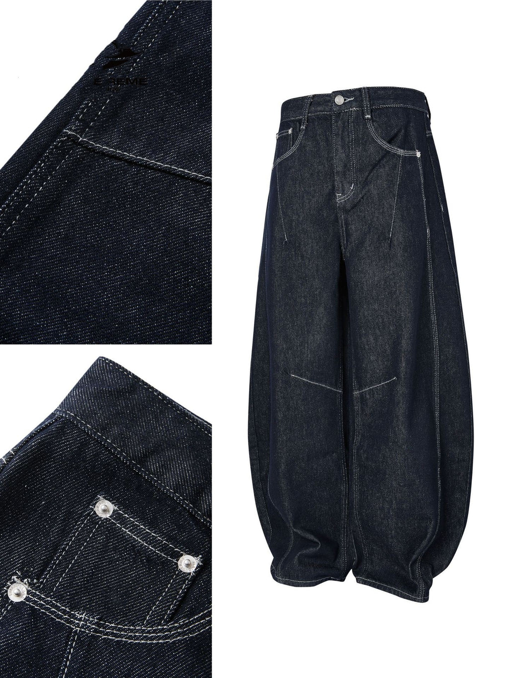 Design Wide Leg Bright Line Primary Color Jeans Trousers For Men And Women