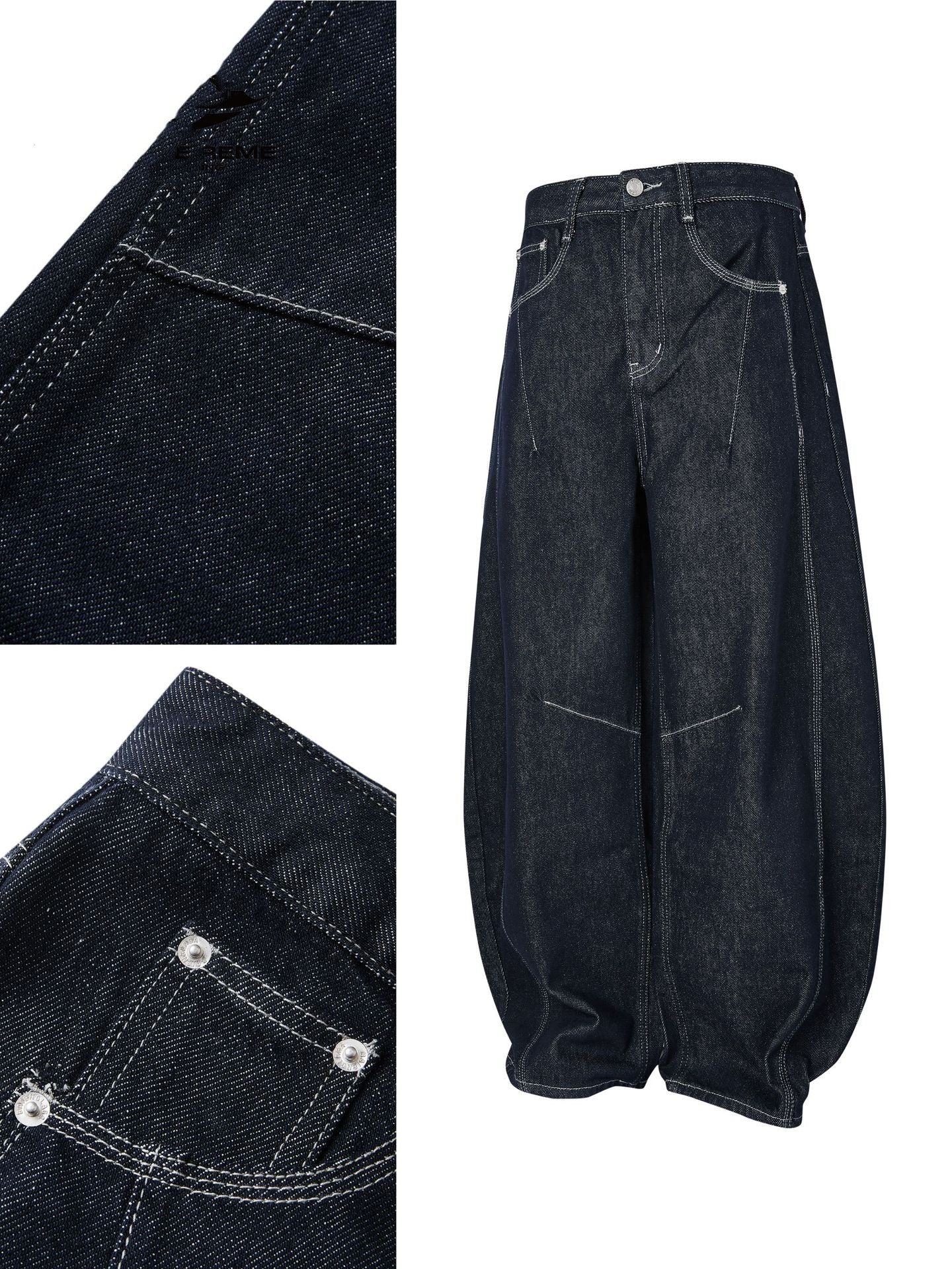 Design Wide Leg Bright Line Primary Color Jeans Trousers For Men And Women