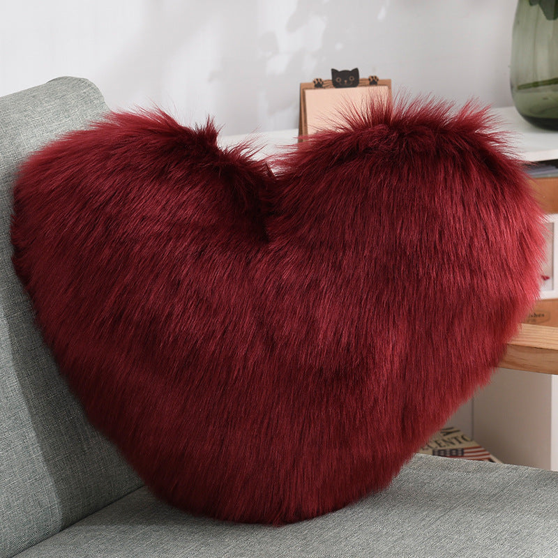 Throw Pillows Heart Shape Long Plush Fluffy Shaggy Cushion Cover Sofa Cushions Decorative Pillow Covers Pillowcase White null