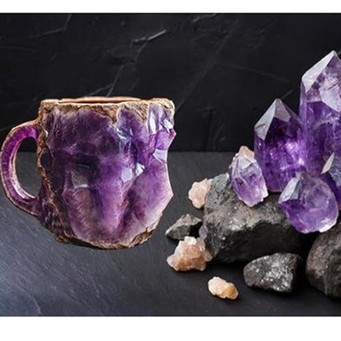 400ml Resin Mineral Crystal Coffee Mugs With Handles Elegant Fake Mineral Crystal Cup For Workplace Home Decor Christmas Gift Kitchen Gadgets null