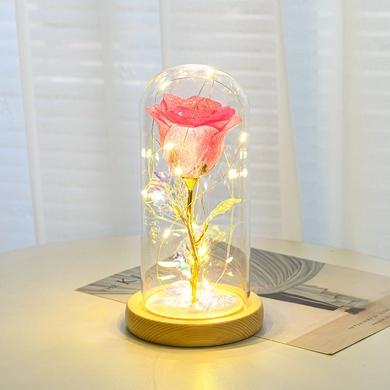 Valentines Day Gift  For Girlfriend Eternal Rose Flowers LED Light In Glass Cover Day Wedding Decoration Favors Mother Day Female Gift  Gift null