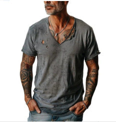 Pullover V-neck T-shirt Digital 3D Printing Short Sleeve