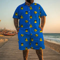 Summer New Printed Men's Short Sleeved Shorts Set