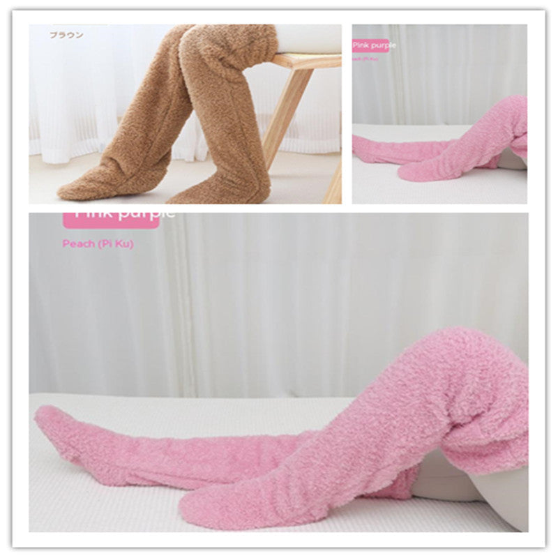 Over Knee High Fuzzy Long Socks Winter Warm Cold Leg Knee Joint Cold-proof Stockings Home Floor Sleeping Socks null