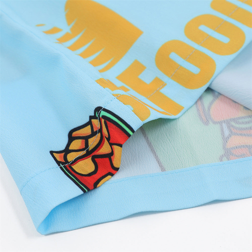 Hamburger Digital Printed Short-sleeved Shirt