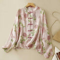 Loose-Fit Plus-Size Sun-Protective Ramie Printed Shirt