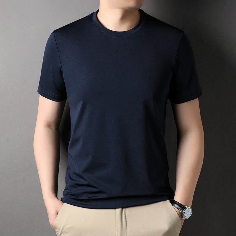 Fashion Men's Solid Color All-match Round Neck T-shirt