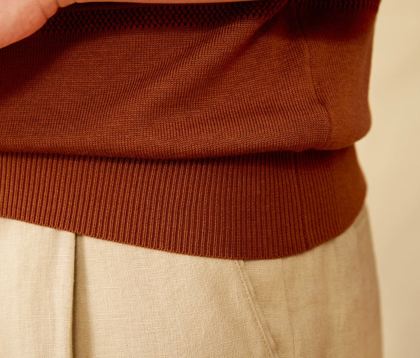 Knitted Henley Shirt American Retro Slim-fit Short Sleeve