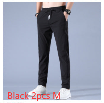 Ice Silk Pants Men'S Summer Thin Casual Pants Loose Straight Breathable null