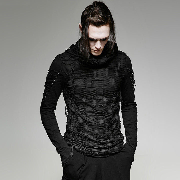 Seasonal New Slim Fit Top Dark Hooded Base Shirt For Men