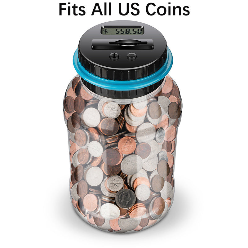 Digital Counting Money Jar, Children's Toys, Penny Bank for Kids, Digital Counting Coin Bank, Money Saving Jar, Holds Over 800 Coins, Powered by 2 AAA Batteries (Not Included), Christmas and Halloween Gifts