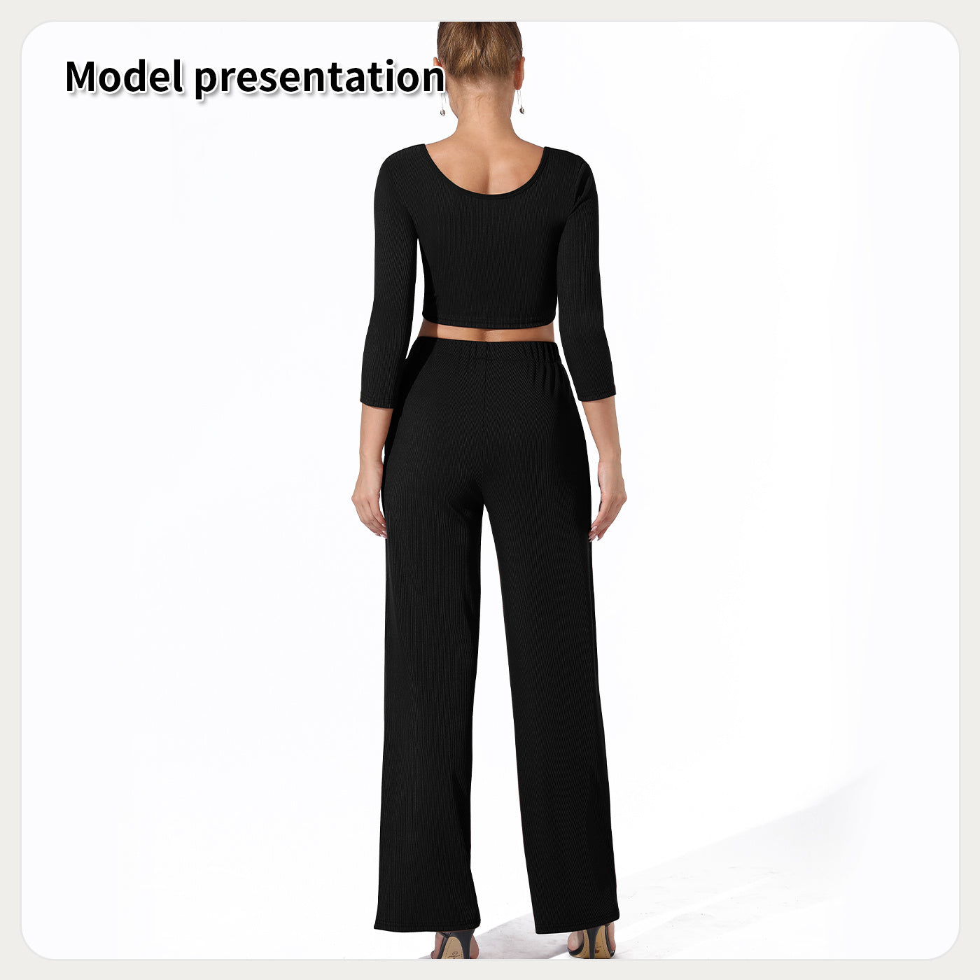 Women's Fashion Simple Solid Color Top Pants Set null