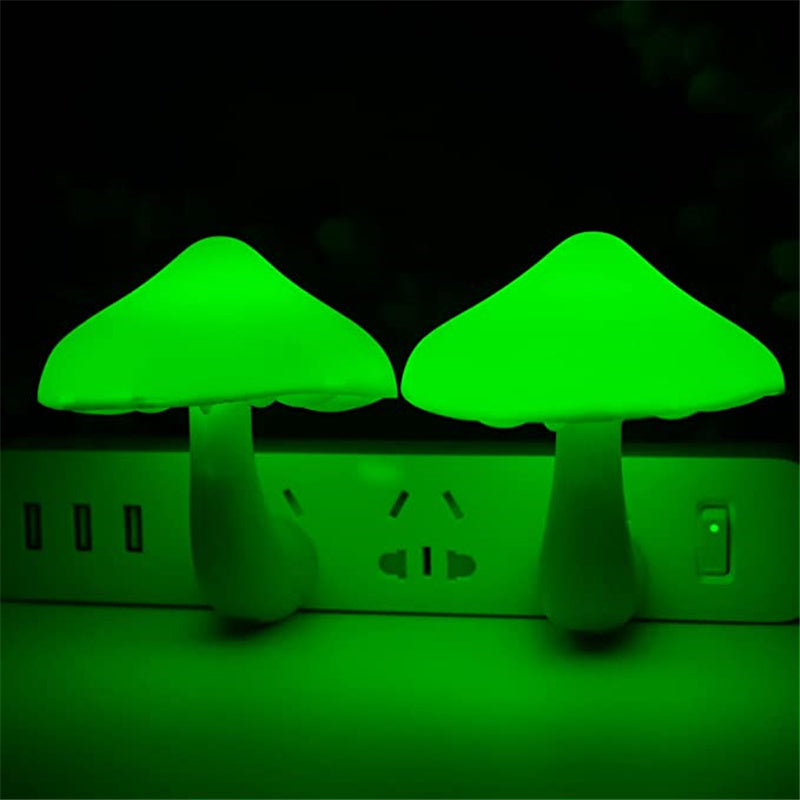 LED Night Light Mushroom Wall Socket Lamp EU US Plug Warm White Light-control Sensor Bedroom Light Home Decoration null