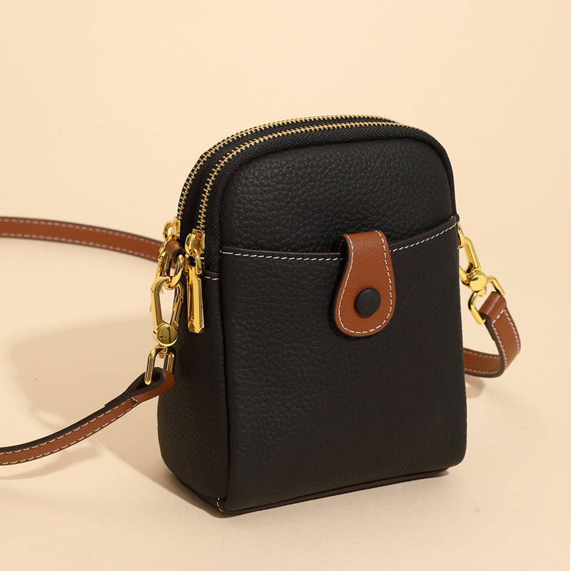 Lychee Pattern Mobile Phone Bag Small High Quality Leather Crossbody Bags For Women Wallet null