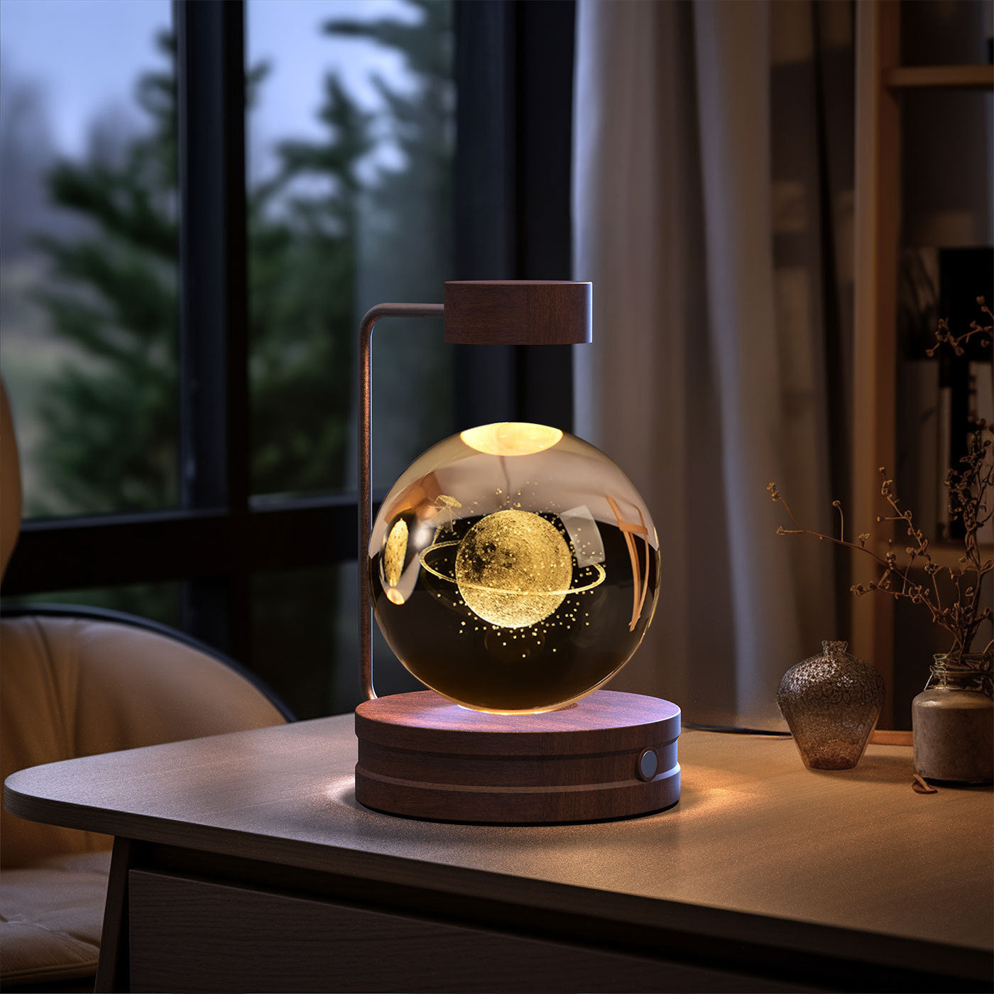 Crystal Ball Cosmic Dinosaur Indoor Night Light USB Power Warm Bedside Light Birthday Gift Night Lamp null