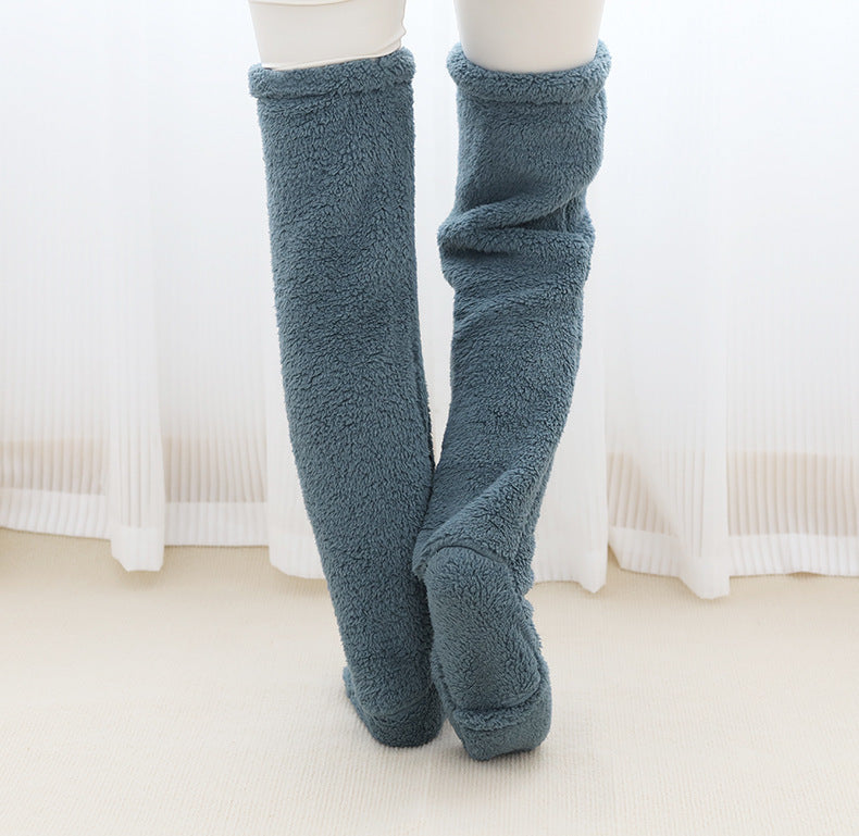 Over Knee High Fuzzy Long Socks Winter Warm Cold Leg Knee Joint Cold-proof Stockings Home Floor Sleeping Socks null