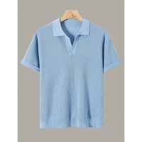 Men's Short-sleeve Knitted Sweater Breathable Waffle