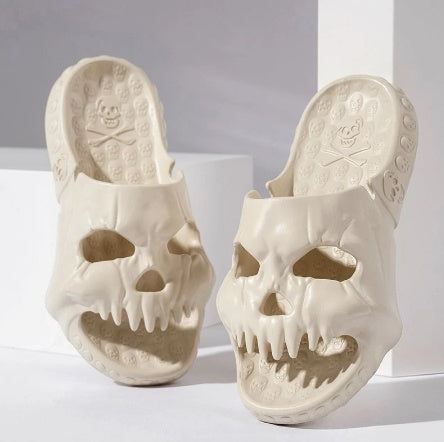 Personalized Skull Design Halloween Slippers Bathroom Indoor Outdoor Funny Slides Beach Shoes null