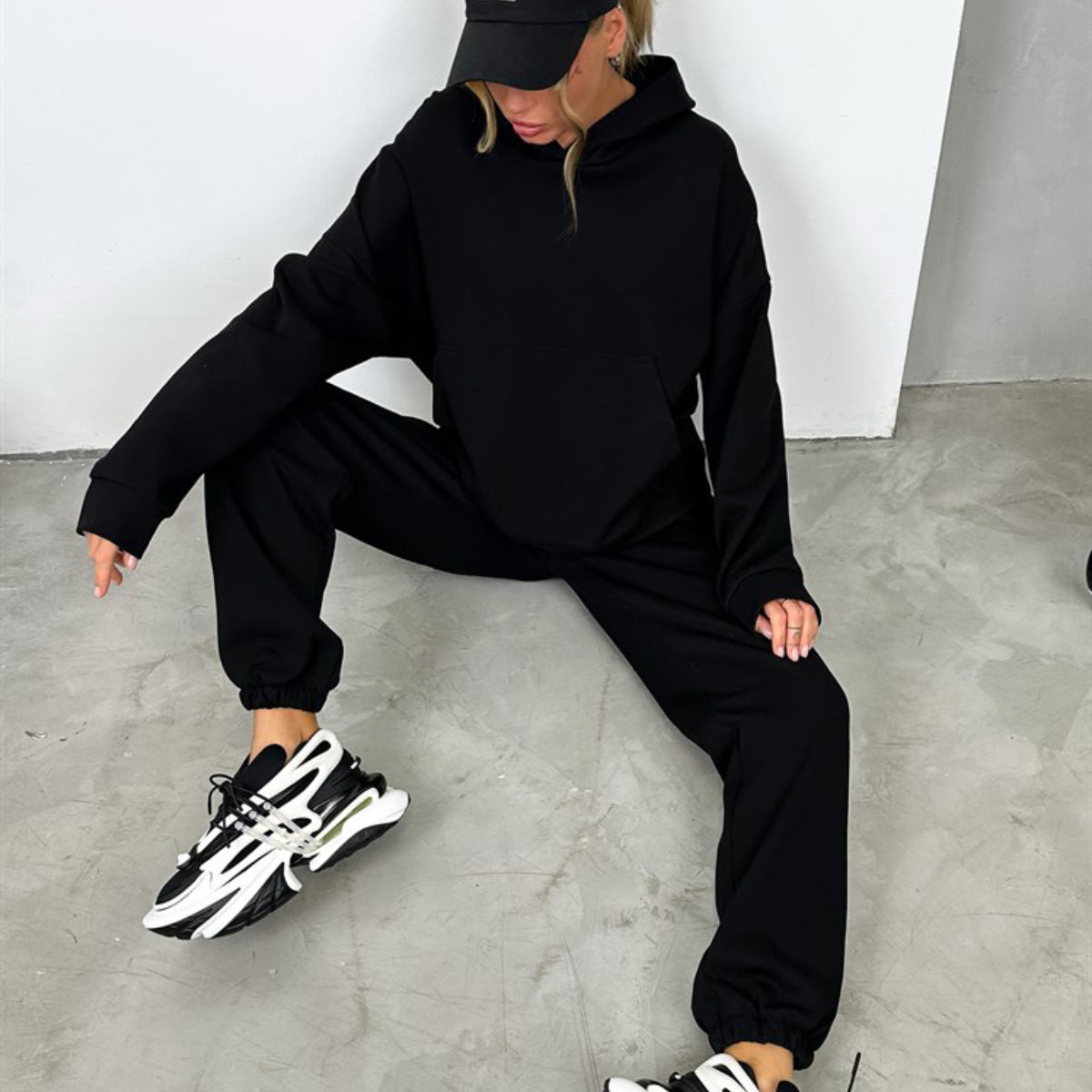 Hooded Pocket Sweatshirt Suit Two-piece Set null