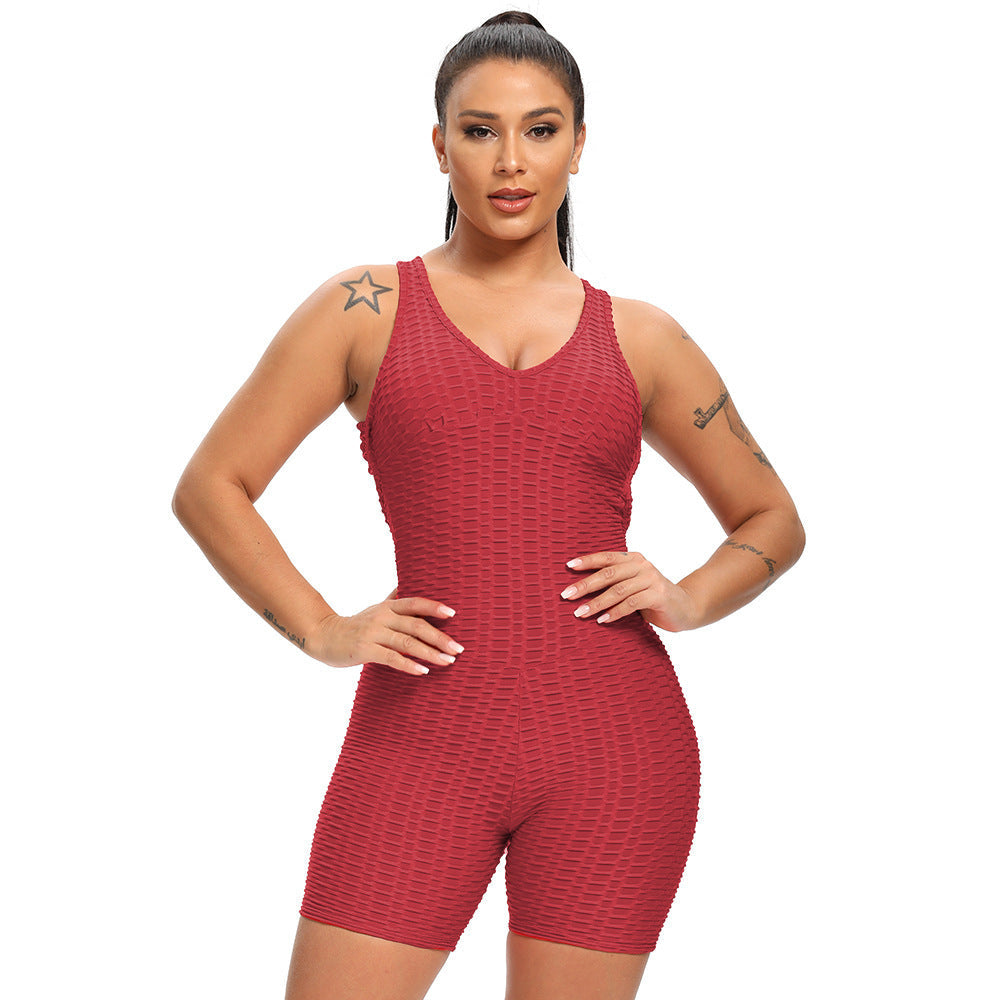 Women's Sports And Fitness Slim Jacquard One-piece Shorts null