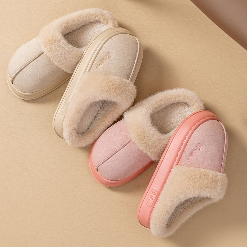 New Winter Cosy Warm Couple Style Concise Fluffy Slippers Women Men Non-slip Soft Slides Indoor Mule Ladies' Home Cotton Shoes null