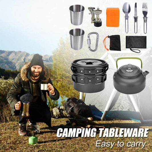 Camping Cookware Kit Outdoor Cooking Set Aluminum Equipment Outdoor Pot Travel Tableware Kitchen Hiking Picnic BBQ - Update Avenue 